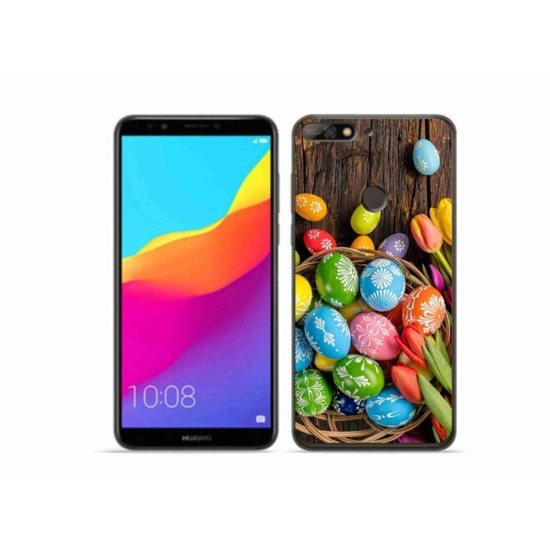 Gél borítás mmCase a Huawei Y7 Prime (2018) számára - Húsvéti tojások