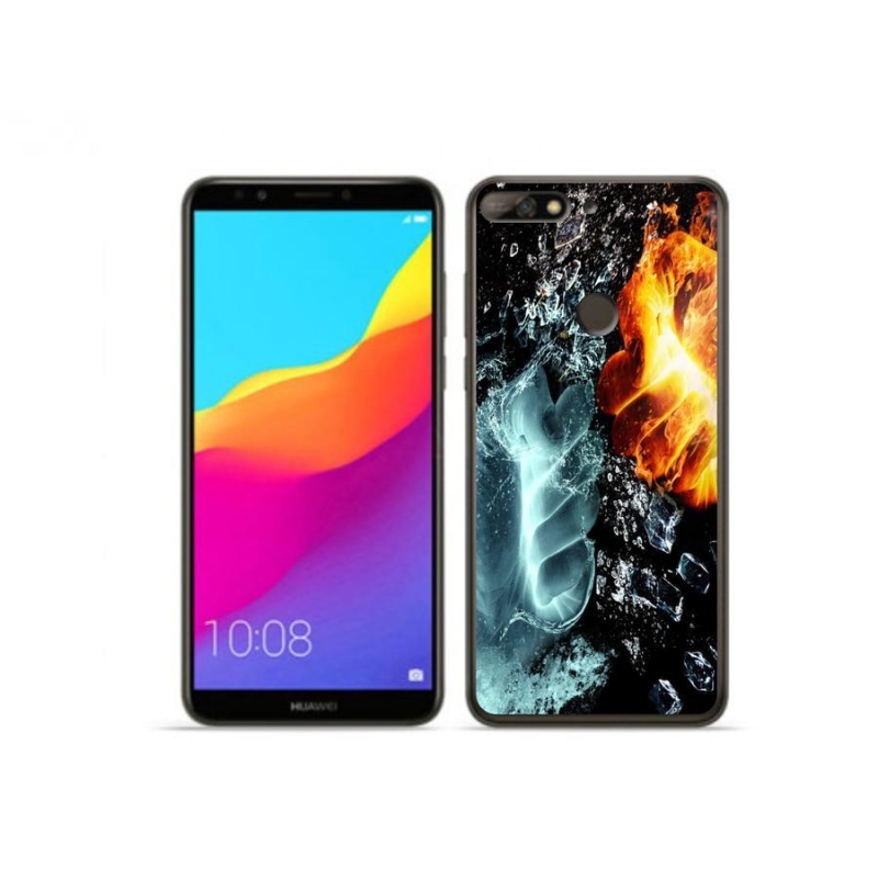 Gél borítás mmCase a Huawei Y7 Prime (2018) - víz és tűz számára