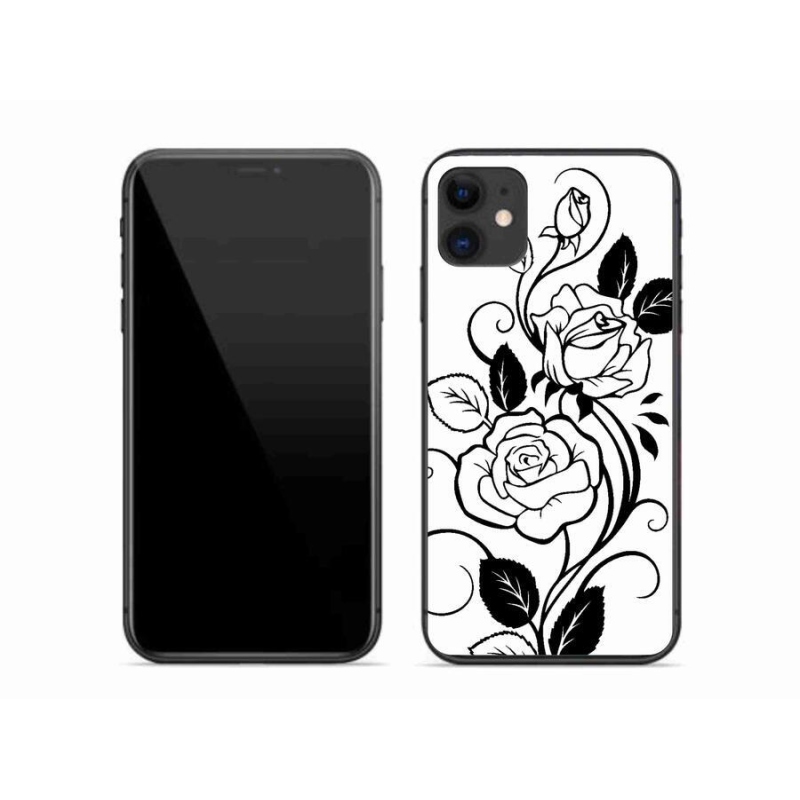 Zselés borítás mmCase iPhone 11 készülékhez - fekete és fehér rózsa