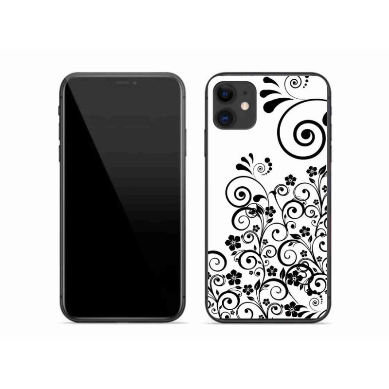 Zselés borítás mmCase iPhone 11 készülékhez - fekete és fehér virágminták