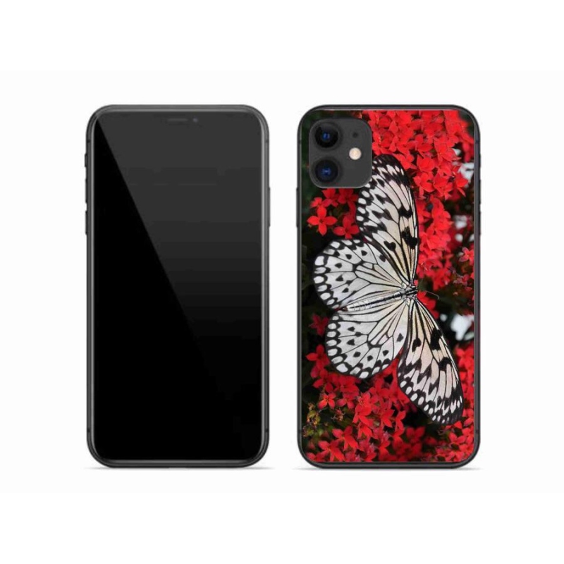 Zselés borítás mmCase iPhone 11 készülékhez - fekete-fehér pillangó 1