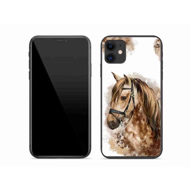 Zselés borítás mmCase iPhone 11 készülékhez - barna rajzfilm ló