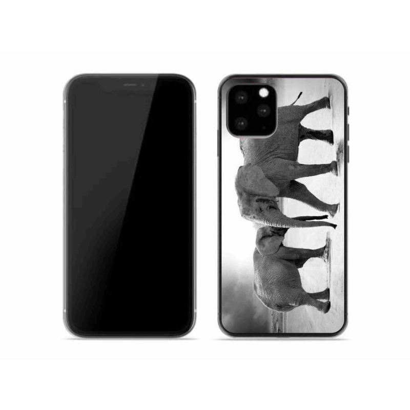 Zselés borítás mmCase iPhone 11 Pro készülékhez - fekete és fehér elefántok
