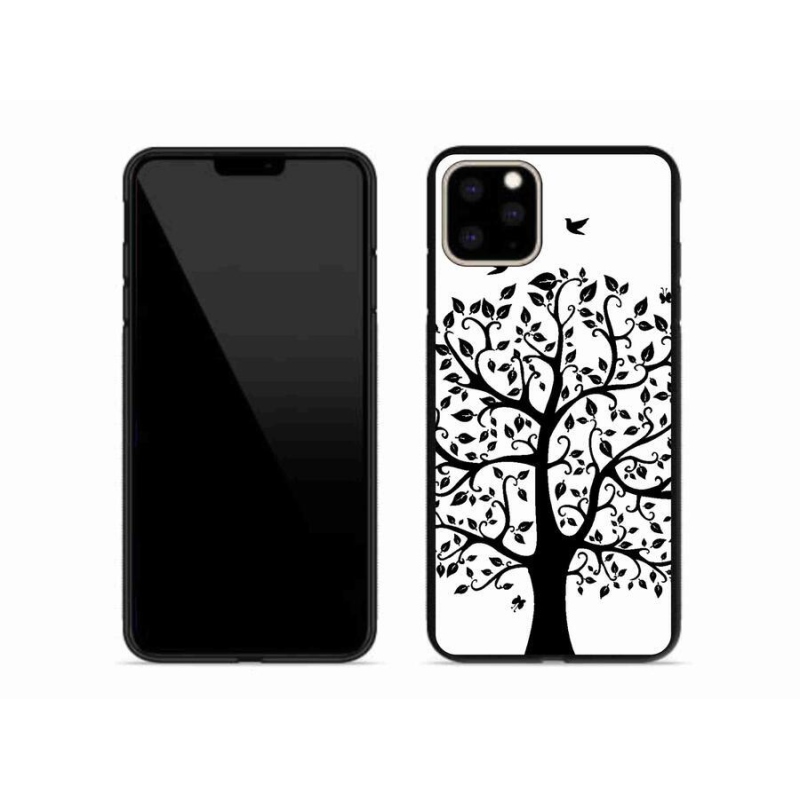 Zselés borítás mmCase iPhone 11 Pro Max készülékhez - fekete és fehér fa