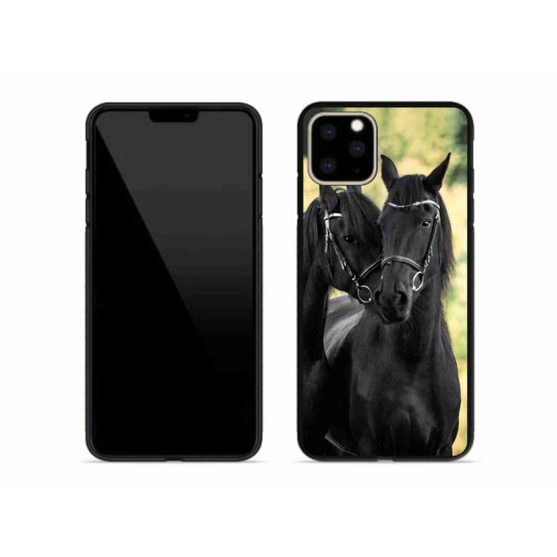 Zselés borítás mmCase iPhone 11 Pro Max készülékhez - két fekete ló