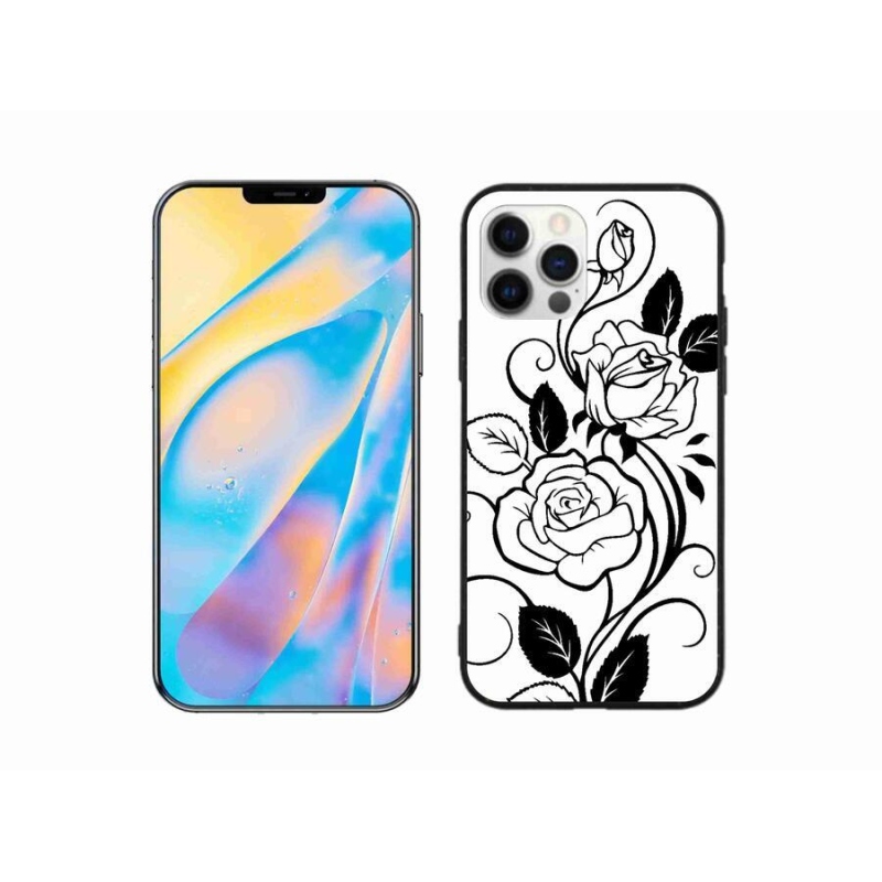 Zselés borítás mmCase iPhone 12 készülékhez - fekete és fehér rózsa