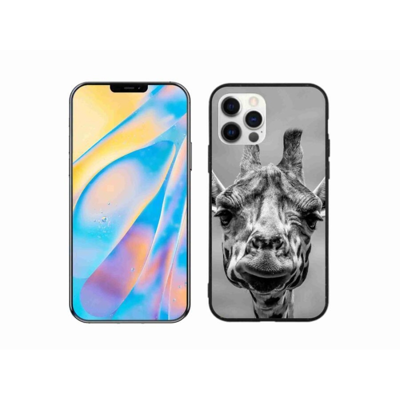 Zselés borítás mmCase iPhone 12 készülékhez - fekete-fehér zsiráf