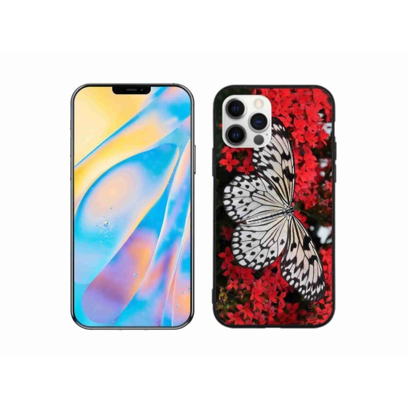 Zselés borítás mmCase iPhone 12 készülékhez - fekete-fehér pillangó 1