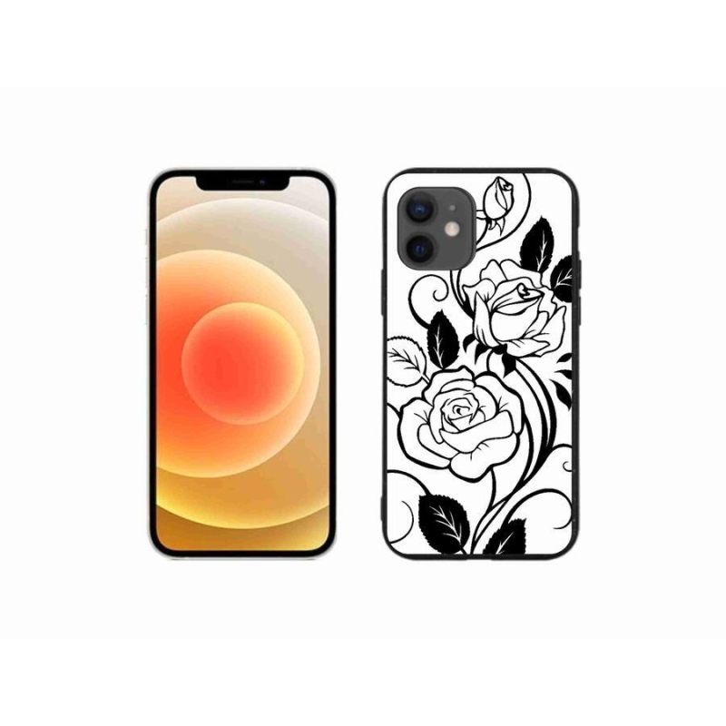 Zselés borítás mmCase iPhone 12 mini készülékhez - fekete és fehér rózsa