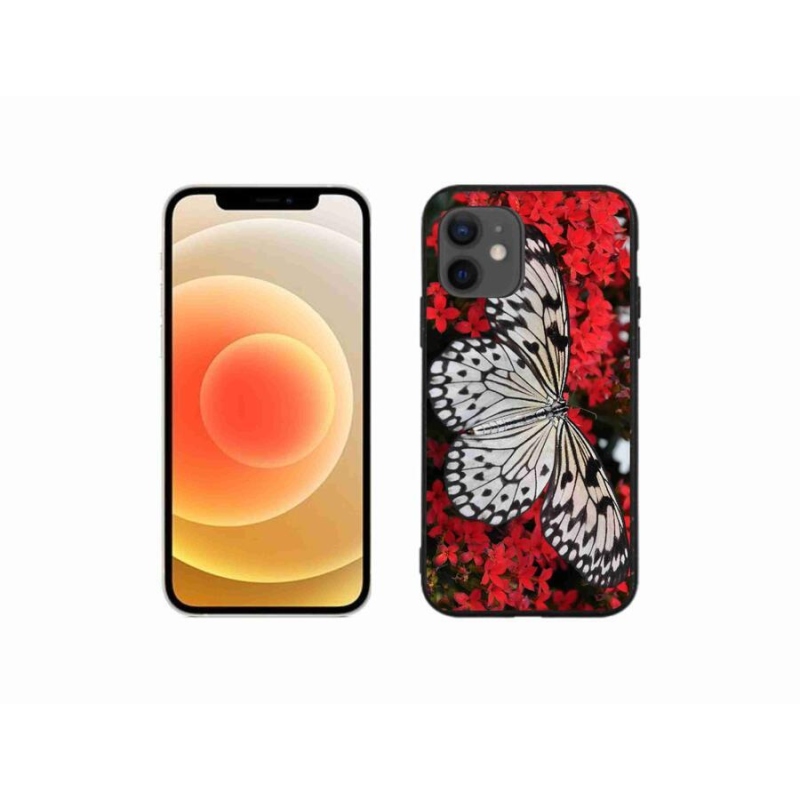 Zselés borítás mmCase iPhone 12 mini készülékhez - fekete-fehér pillangó 1