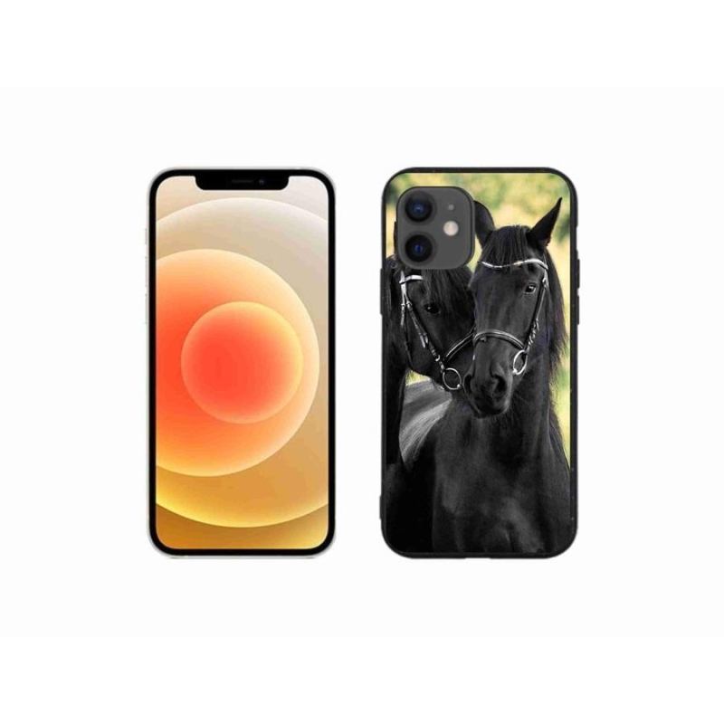 Zselés borítás mmCase iPhone 12 mini készülékhez - két fekete ló