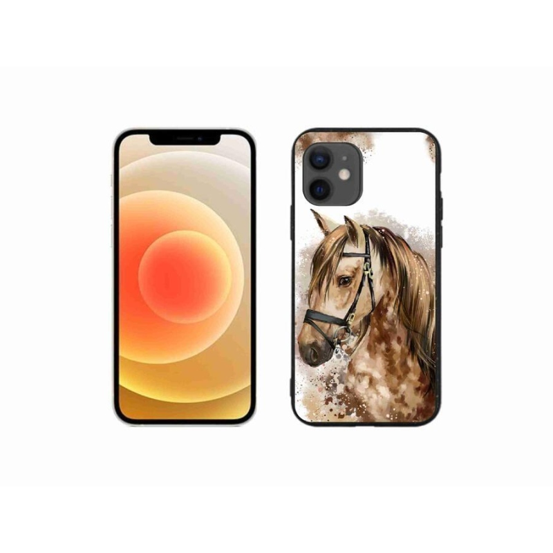 Zselés borítás mmCase iPhone 12 mini készülékhez - barna rajzfilm ló