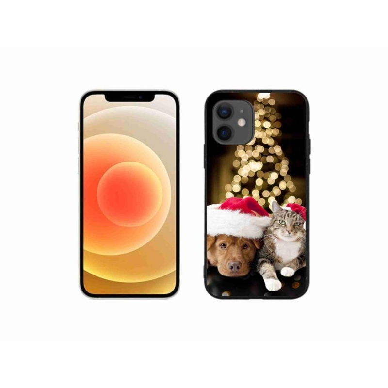 Gél borítás mmCase iPhone 12 mini készülékhez - Karácsonyi kutya és macska