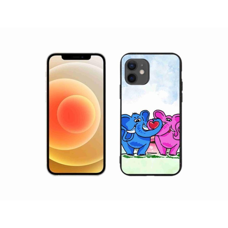 Gél borítás mmCase iPhone 12 mini készülékhez - szerelmes elefántok