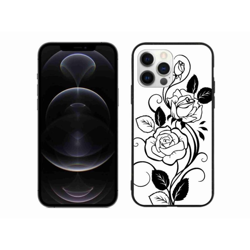 Zselés borítás mmCase iPhone 12 Pro Max készülékhez - fekete és fehér rózsa