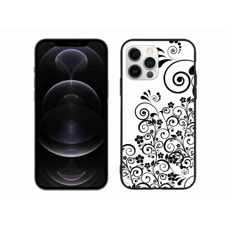 Zselés borítás mmCase iPhone 12 Pro Max készülékhez - fekete és fehér virágminták