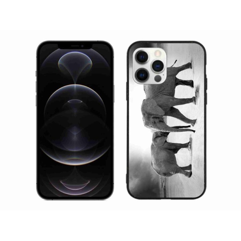 Zselés borítás mmCase iPhone 12 Pro Max készülékhez - fekete és fehér elefántok