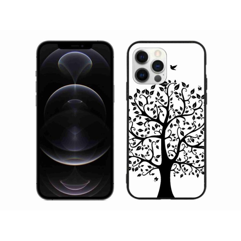 Zselés borítás mmCase iPhone 12 Pro Max készülékhez - fekete és fehér fa