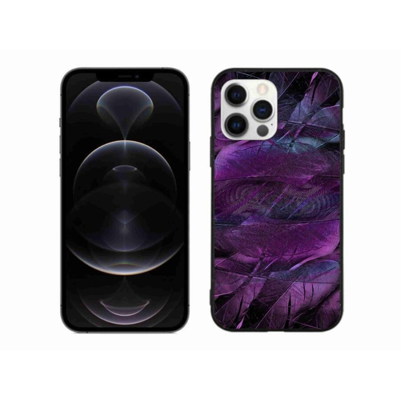 Gél védőhuzat mmCase iPhone 12 Pro Max készülékhez - lila tollak
