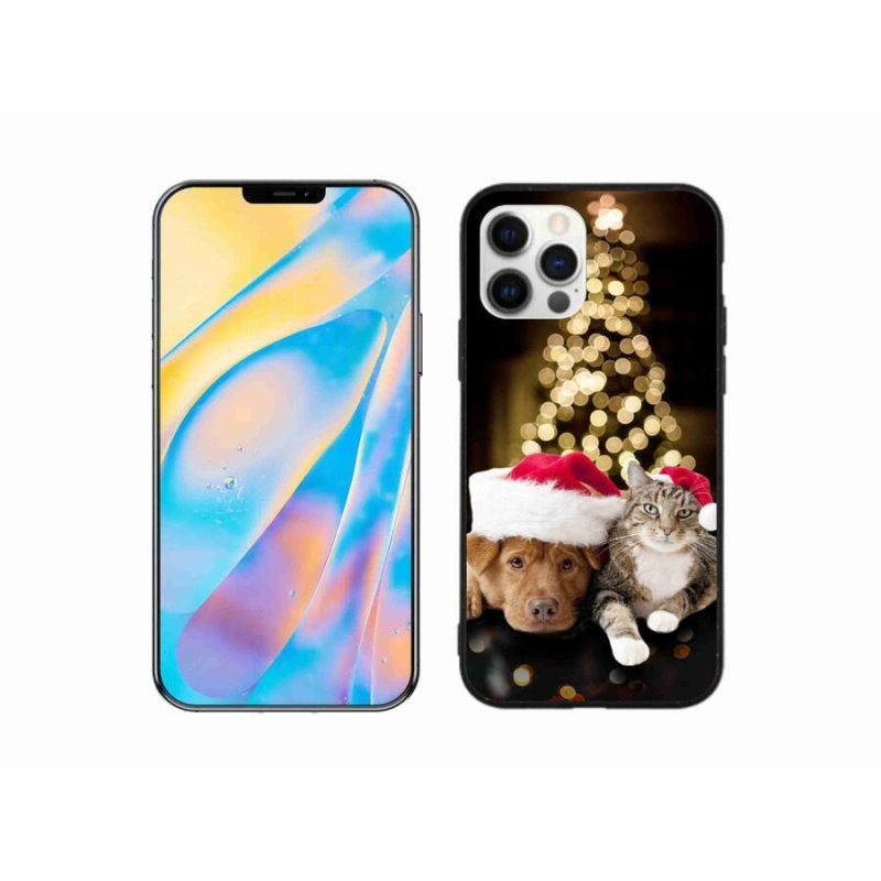 Gél borítás mmCase iPhone 12 készülékhez - Karácsonyi kutya és macska