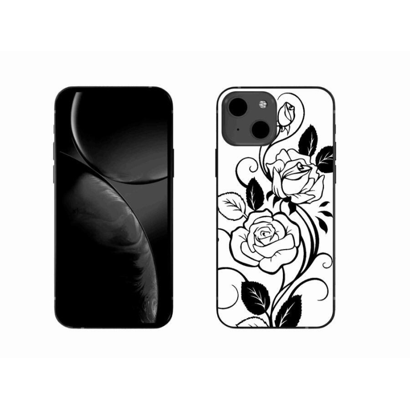 Zselés borítás mmCase iPhone 13 6.1 készülékhez - fekete és fehér rózsa