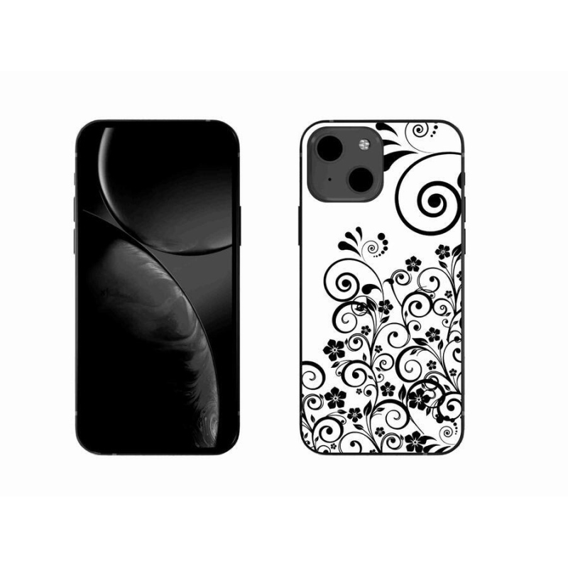 Zselés borítás mmCase iPhone 13 6.1 készülékhez - fekete és fehér virágminták