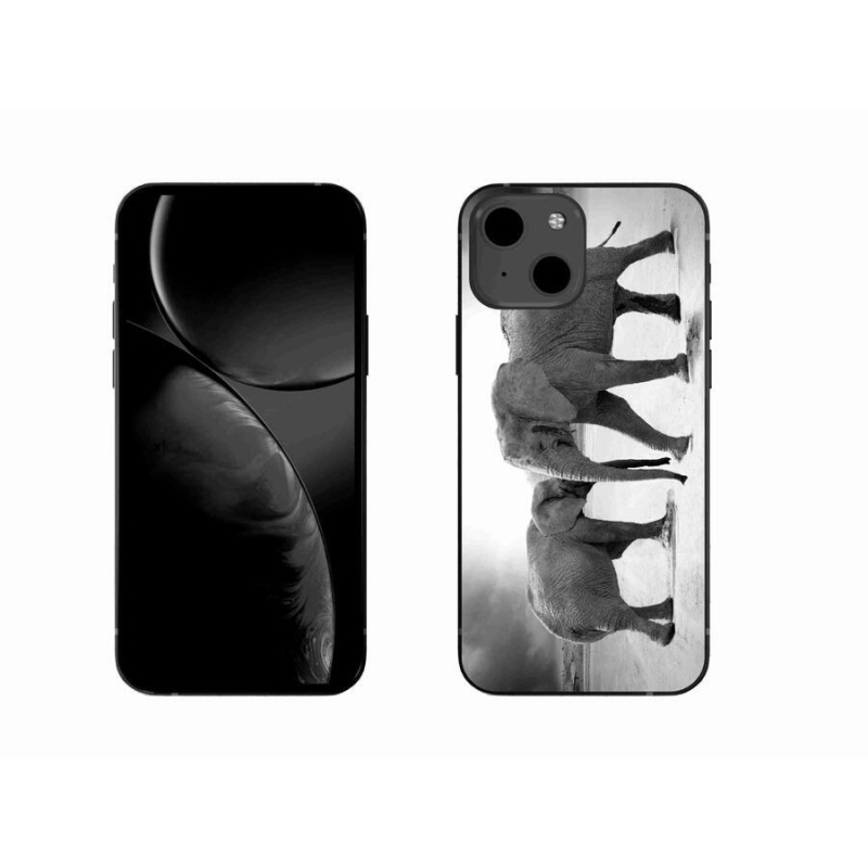 Zselés borítás mmCase iPhone 13 6.1 készülékhez - fekete és fehér elefántok