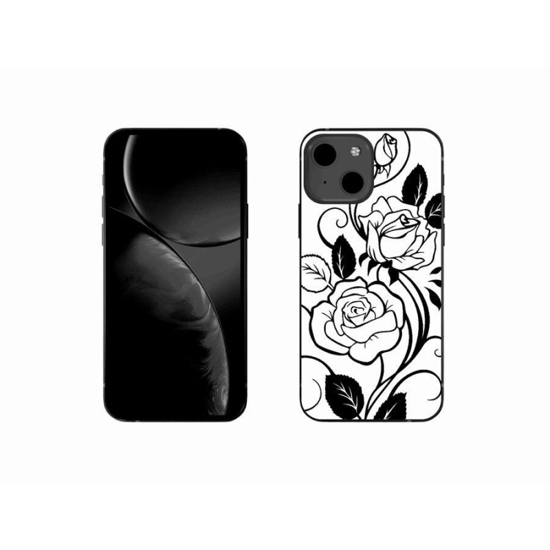 Zselés borítás mmCase iPhone 13 mini 5.4 készülékhez - fekete és fehér rózsa