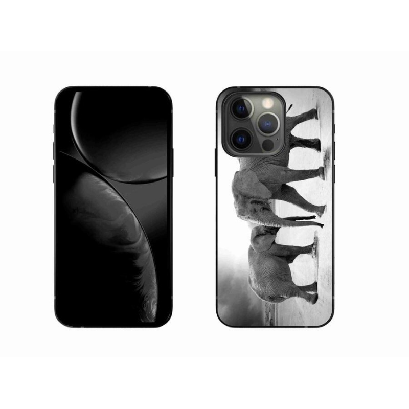 Zselés borítás mmCase iPhone 13 Pro 6.1 készülékhez - fekete és fehér elefántok