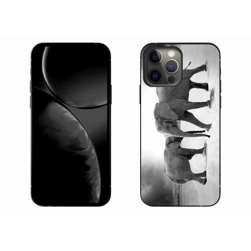 Zselés borítás mmCase iPhone 13 Pro Max 6.7 készülékhez - fekete és fehér elefántok