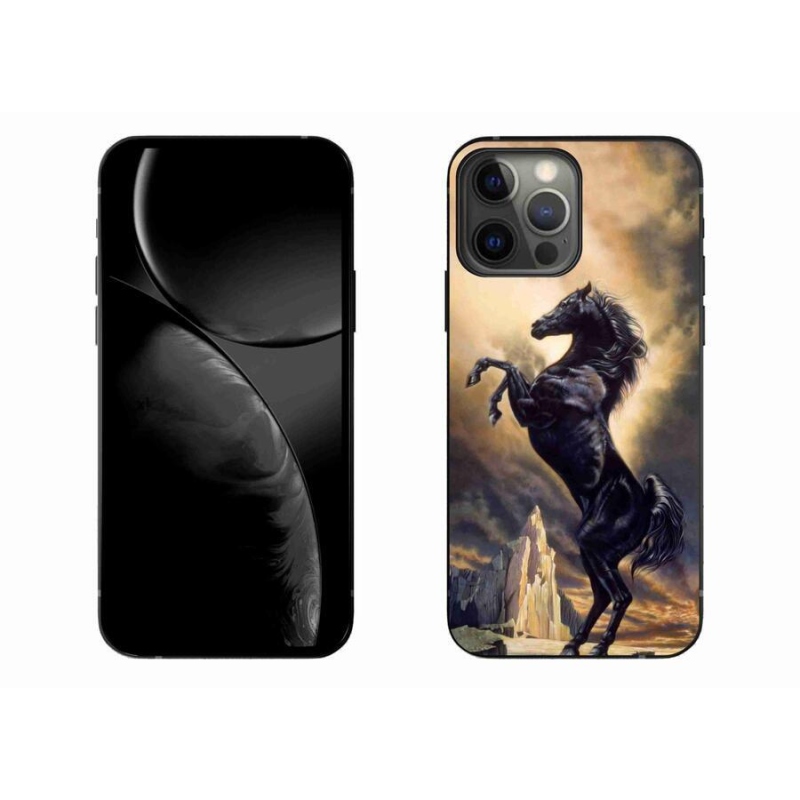 Zselés borítás mmCase iPhone 13 Pro Max 6.7 készülékhez - fekete rajzfilm ló