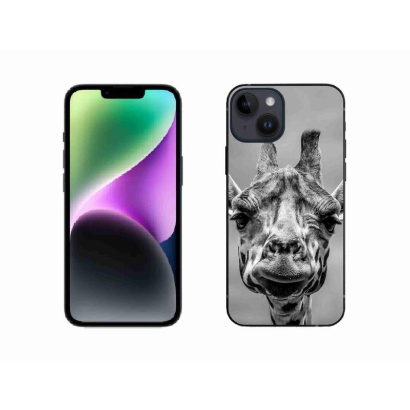 Zselés borítás mmCase iPhone 14 készülékhez - fekete-fehér zsiráf