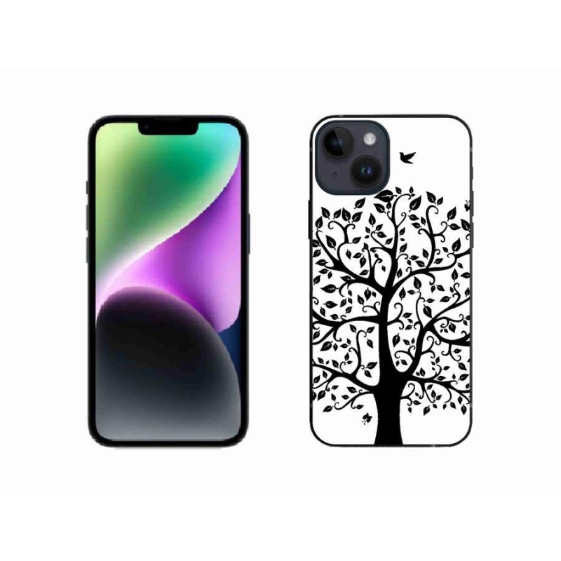 Zselés borítás mmCase iPhone 14 készülékhez - fekete-fehér fa