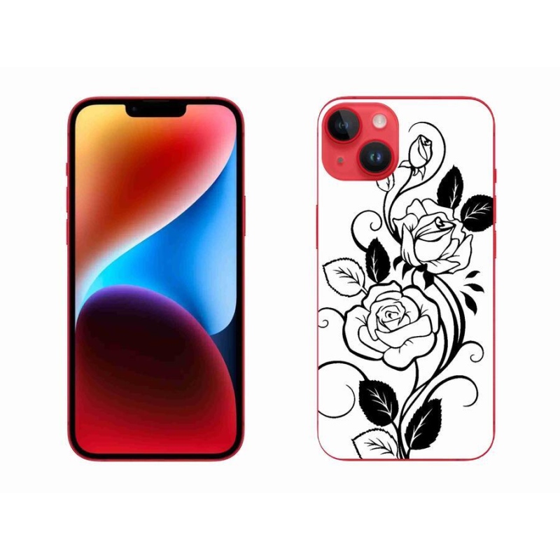 Zselés borítás mmCase iPhone 14 Plus készülékhez - fekete és fehér rózsa