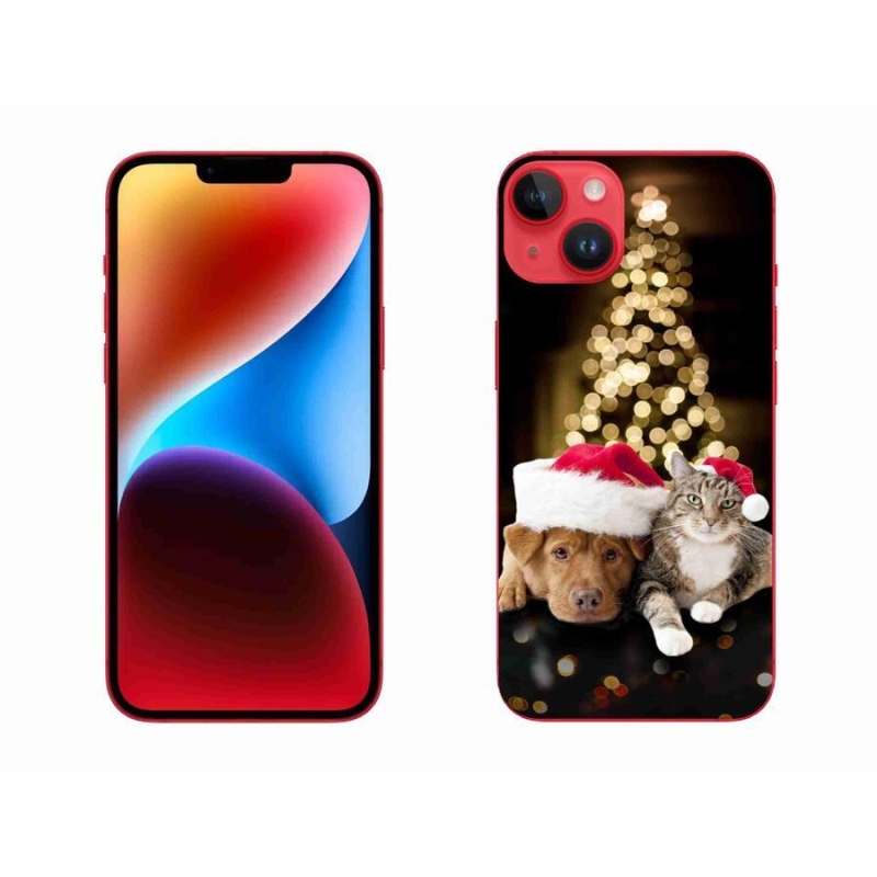 Gél borítás mmCase iPhone 14 Plus készülékhez - Karácsonyi kutya és macska