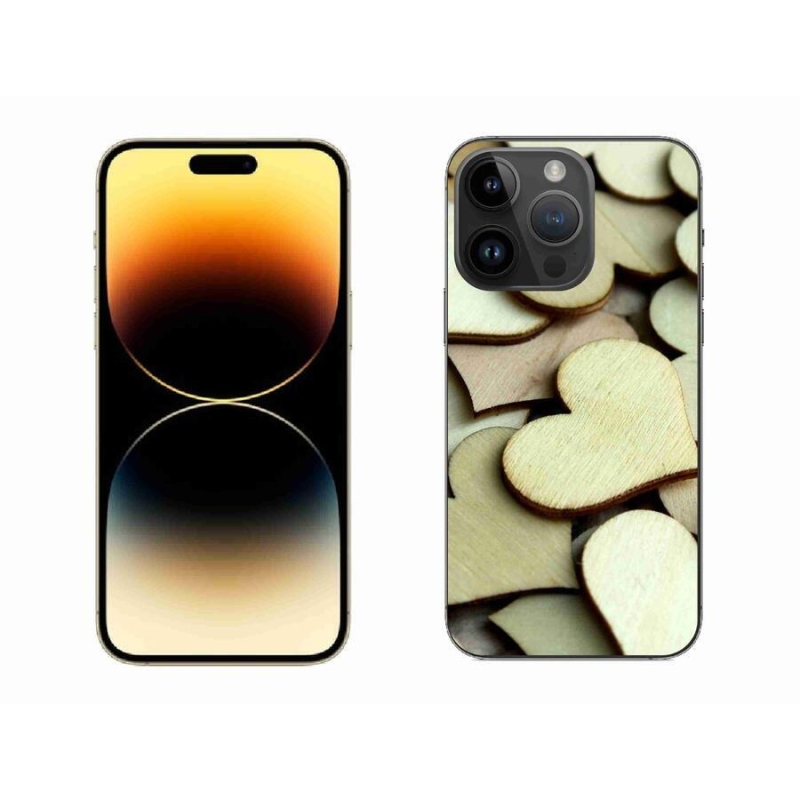 Zselés borítás mmCase iPhone 14 Pro Max 6.7 készülékhez - fából készült szívek