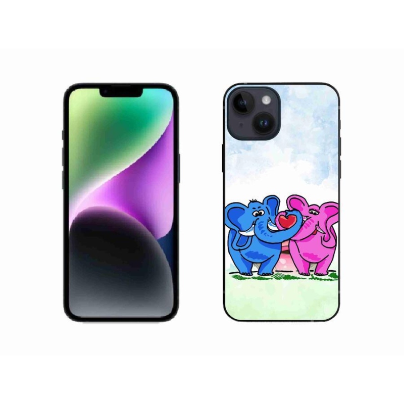Gél borítás mmCase iPhone 14 készülékhez - szerelmes elefántok