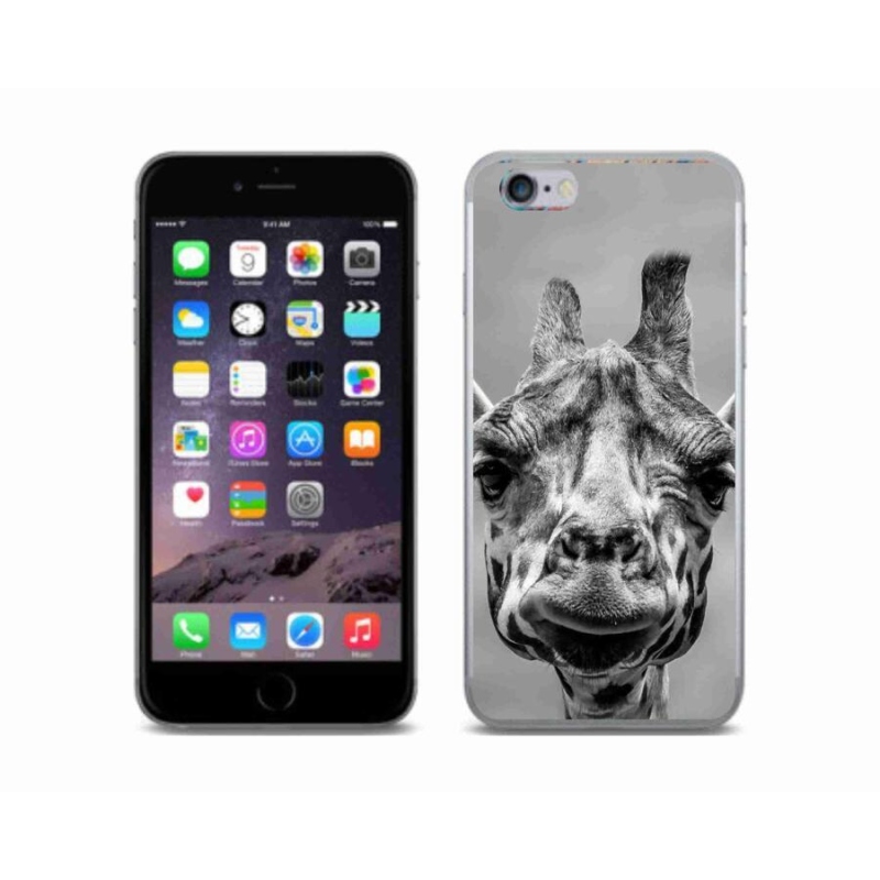 Zselés borítás mmCase iPhone 6/6S készülékhez - fekete-fehér zsiráf