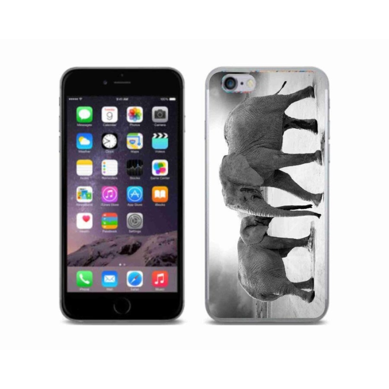 Zselés borítás mmCase iPhone 6/6S készülékhez - fekete és fehér elefántok