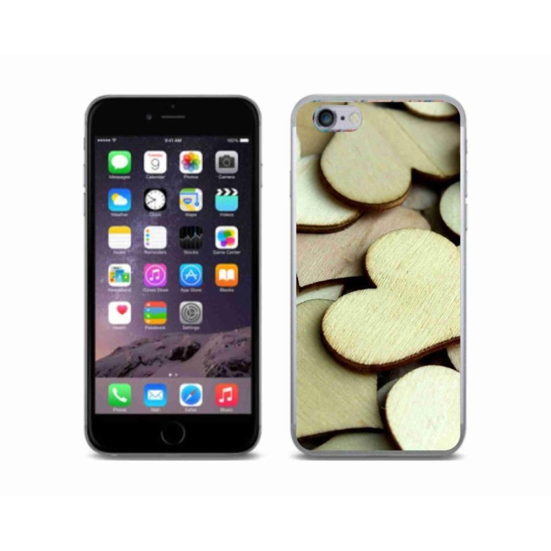Zselés borítás mmCase iPhone 6/6S készülékhez - fából készült szívek