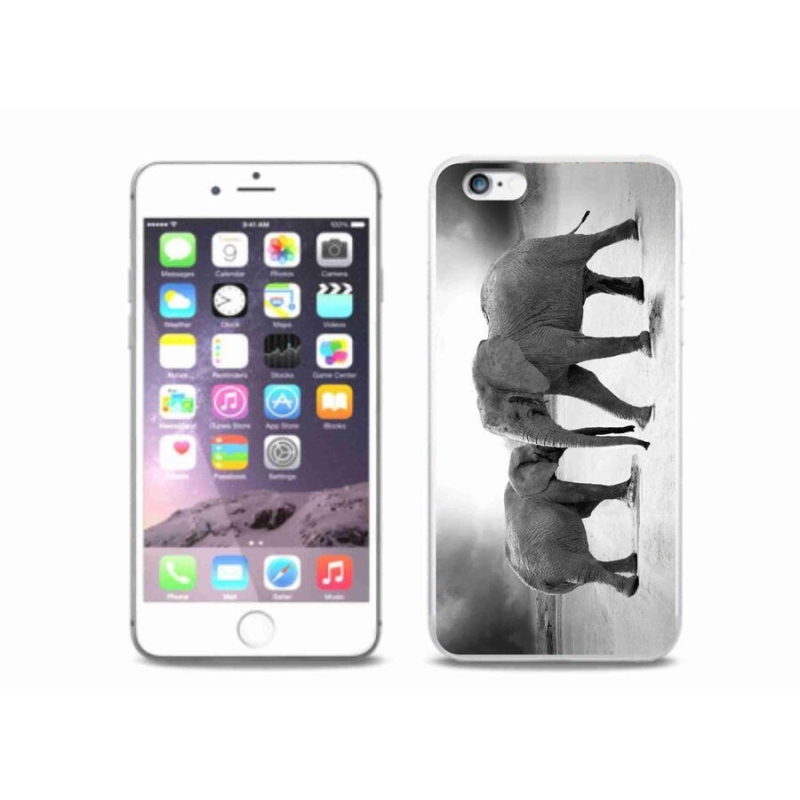 Zselés borítás mmCase iPhone 6/6S Plus készülékhez - fekete és fehér elefántok