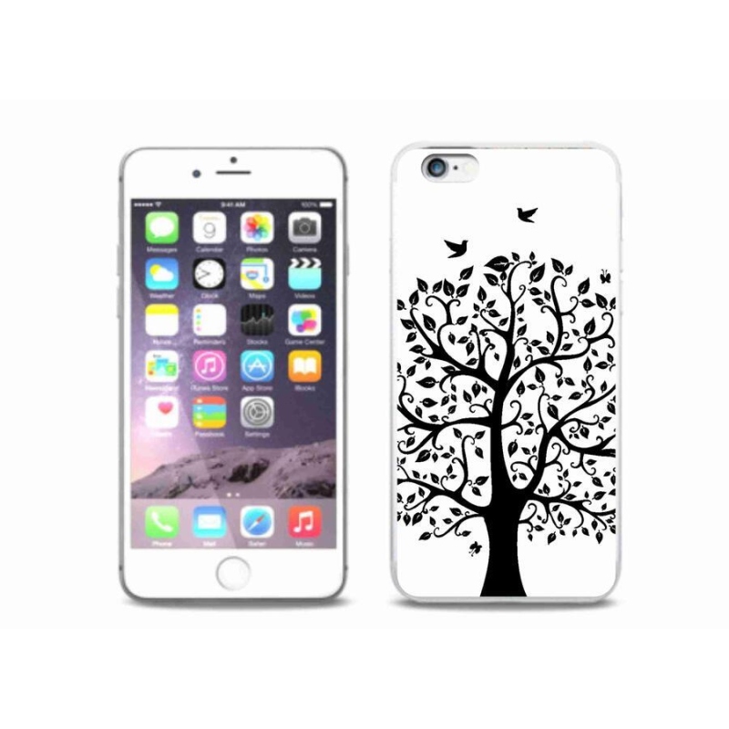 Zselés borítás mmCase iPhone 6/6S Plus készülékhez - fekete és fehér fa
