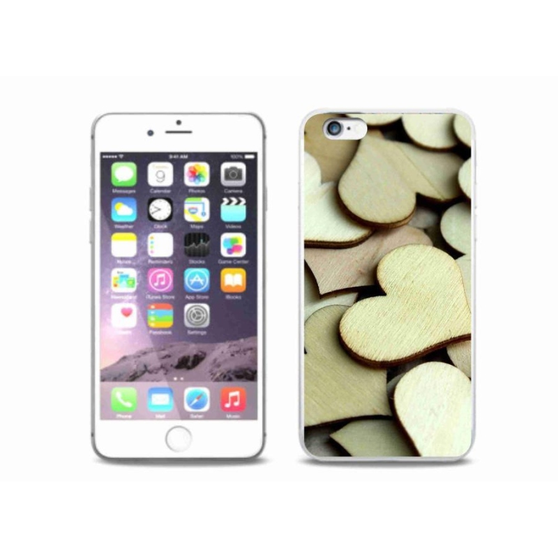 Zselés borítás mmCase iPhone 6/6S Plus készülékhez - fából készült szívek