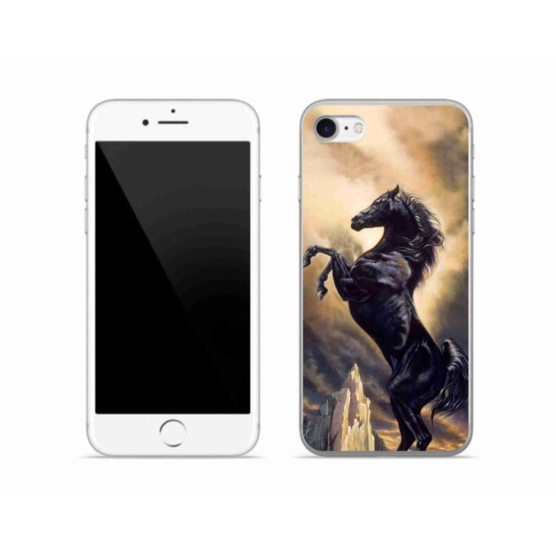 Zselés borítás mmCase iPhone 7 készülékhez - fekete rajzfilm ló