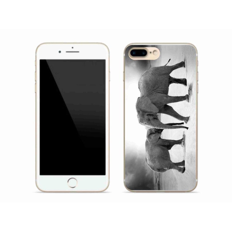 Zselés borítás mmCase iPhone 7 Plus készülékhez - fekete és fehér elefántok
