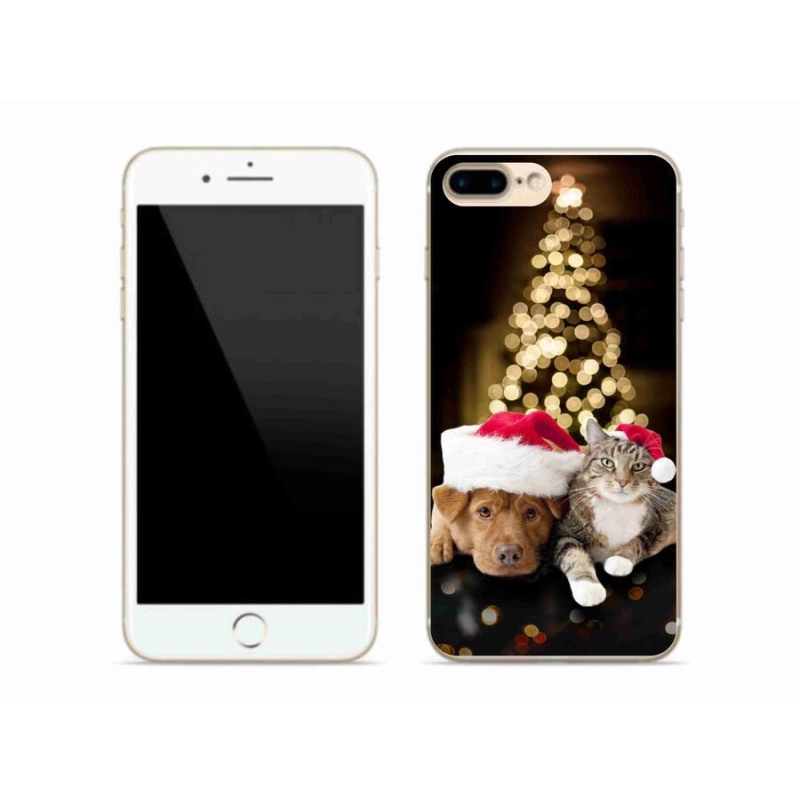 Zselés borítás mmCase iPhone 7 Plus készülékhez - Karácsonyi kutya és macska