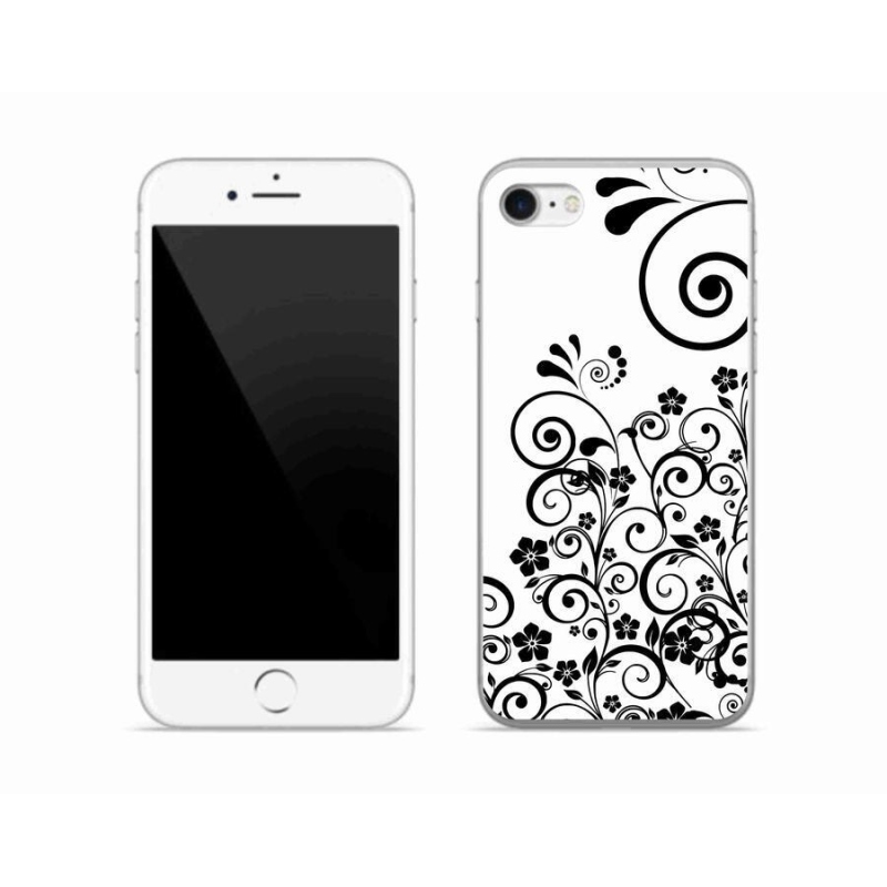 Zselés borítás mmCase iPhone 8 készülékhez - fekete és fehér virágminták