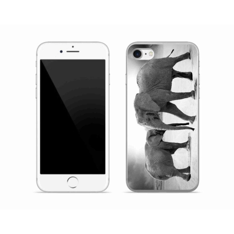 Zselés borítás mmCase iPhone 8 készülékhez - fekete és fehér elefántok