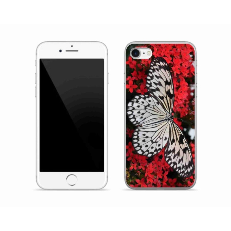 Zselés borítás mmCase iPhone 8 készülékhez - fekete-fehér pillangó 1