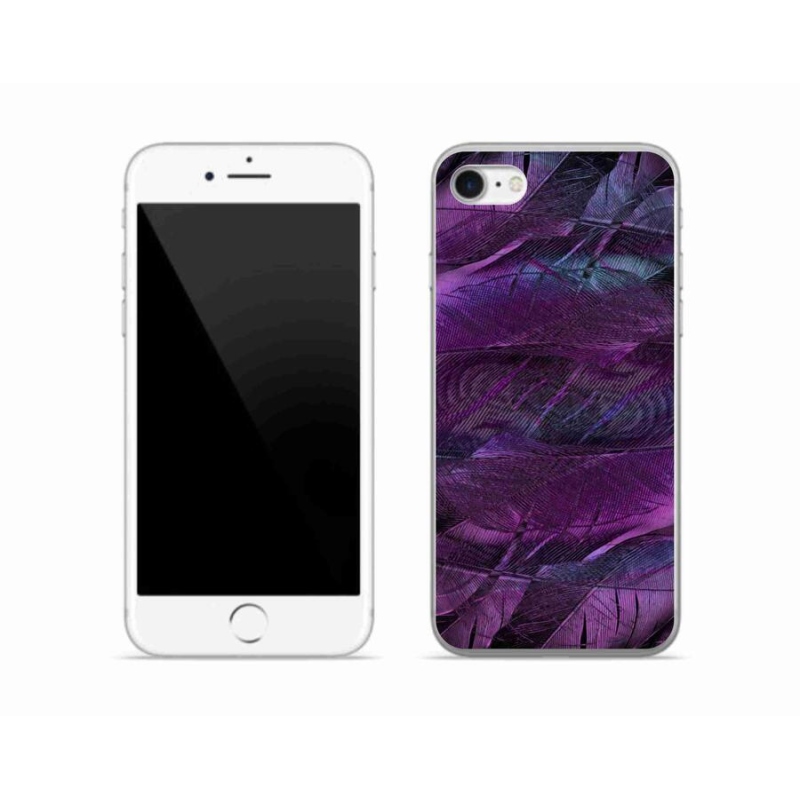 Zselés borítás mmCase iPhone 8 készülékhez - lila tollak